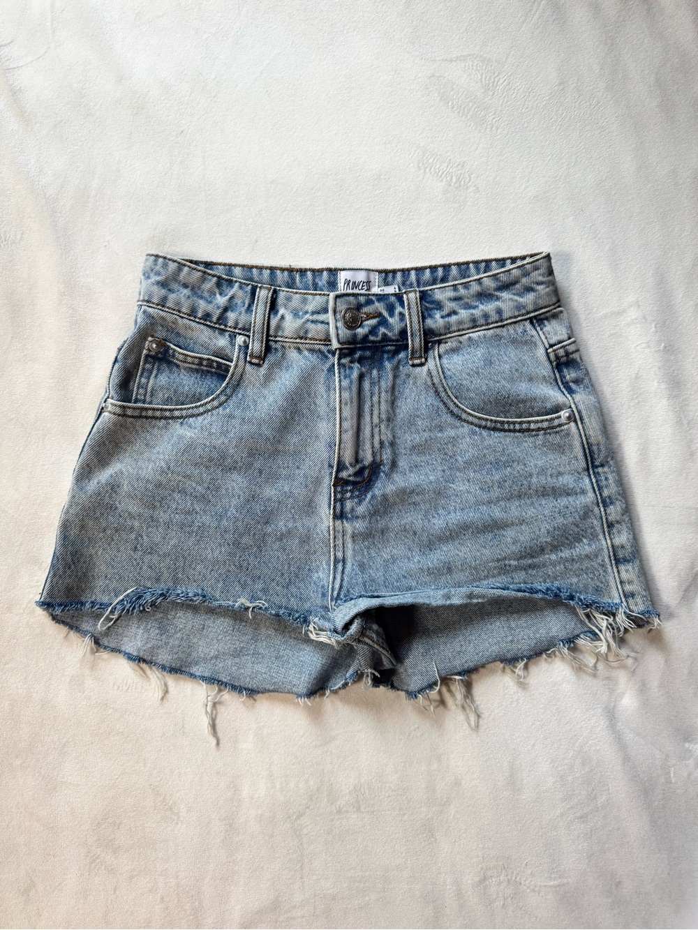 Princess Polly Light Blue Distressed Denim Shorts